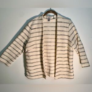Boho Indie H&M Cream and Gray Striped Cardigan size L